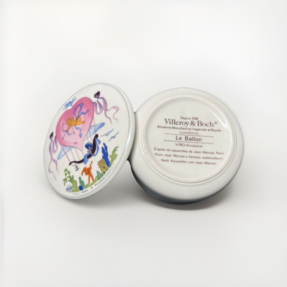 Villeroy Boch Le Ballon Jean Mercier Paris Trinket Box Dish Angel In Heart
